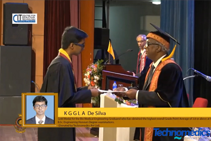Technomedics recognizes the Gold Medalist Graduands of the Biomedical Engineering programme of the University of Moratuwa.